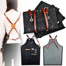 4 Styles Denim Bib Apron Leather Strap Hairtician Barista Work Hairdressing Robe