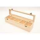5 Compartments Plain Wooden Tea Box Bag Caddy Storage Display Container With Glass Lid