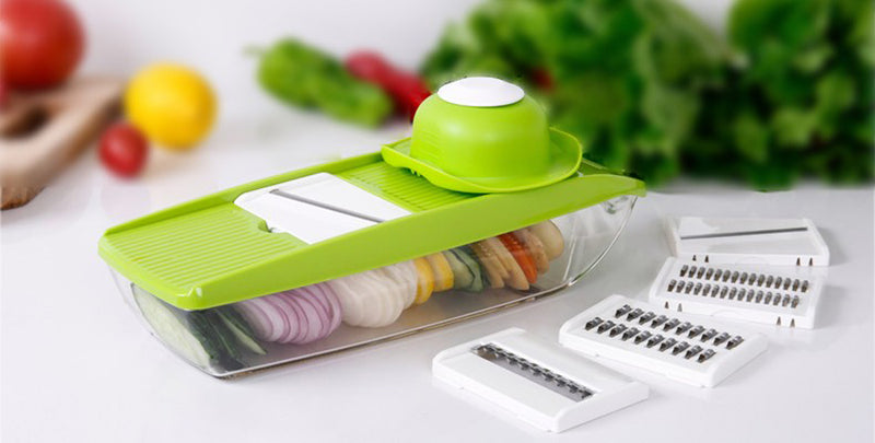 KCASA KC-MFP3 Vegetable Cutter Food Container Adjustable Mandoline Slicer 4 Interchangeable Blades