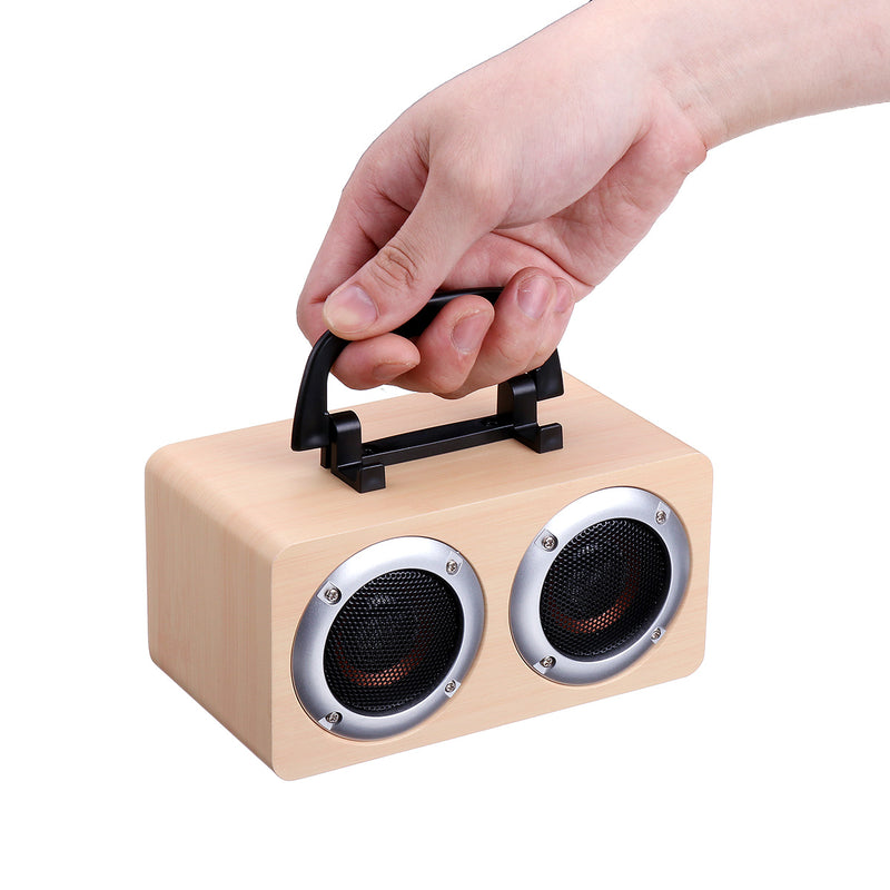 W5B Wooden Wireless bluetooth Speaker Dual Units Stereo Bass TF Card AUX Speaker with Mic