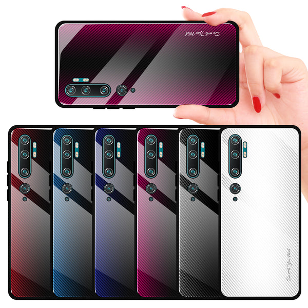 Bakeey Carbon Fiber Gradient Color Tempered Glass Protective Case for Xiaomi Mi Note 10 / Xiaomi Mi Note 10 Pro / Xiaomi Mi CC9 Pro