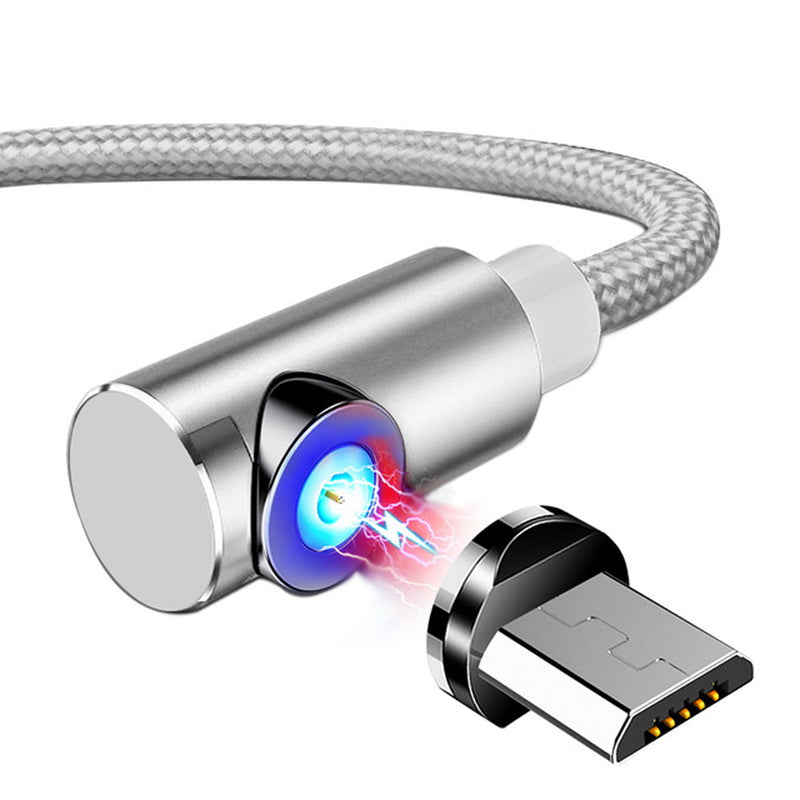 TOPK 2.4A Micro USB 360 Degree Elbow Magnetic LED Indicator Fast Charging Data Cable For HUAWEI OPPO VIVO XIAOMI