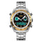 SKMEI 1204 Dual Dsplay Digital Watch Men Stainless Steel Strap Luminous Alarm Outdoor Sport Watch