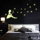 Dandelion Girl Stars Fluorescent Luminous Paste Stickers Night Light Living Room Decor Wall Sticker