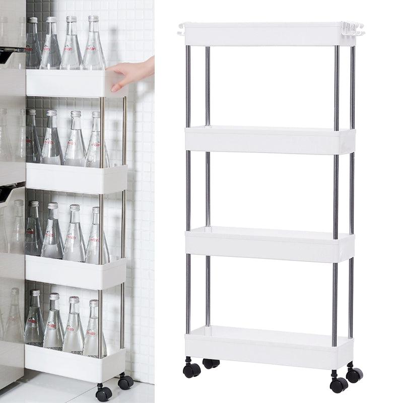 4 Tier Wire Shelf  Rack Metal Shelf Adjustable Home-save Garage Storage Wheel