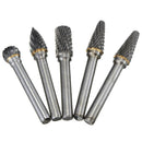 Drillpro RB29 5pcs 1/4 Inch Shank 10mm Tungsten Carbide Burr Rotary Cutter file Set Engraving Tool