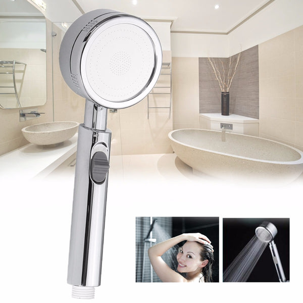 Bathroom Bath Round Handheld Shower Head Boost High Pressure w/ On Off Switch