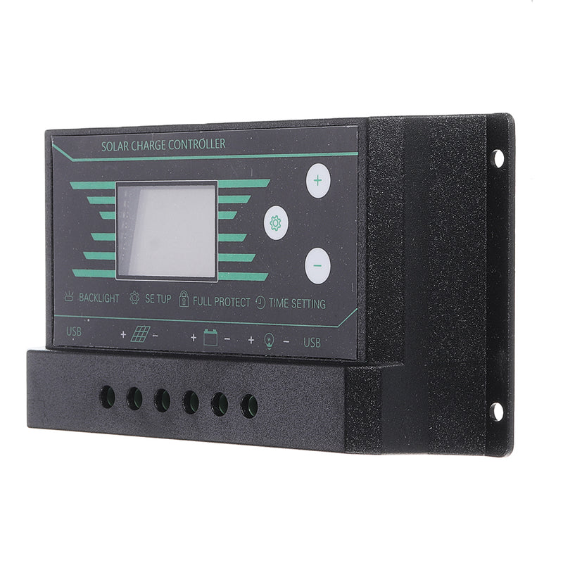 PWM 10/20/30A 12V/24V Auto Solar Charge Controller LCD Dispaly Battery Charge Solar Controller Dual USB Port 2.5A with Backlight