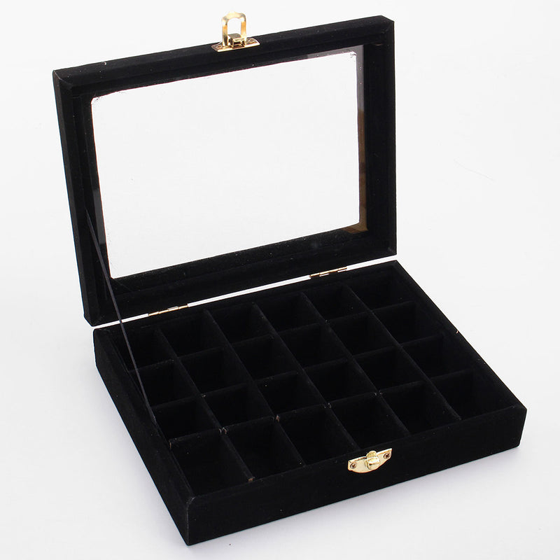 Velvet Glass Carboard Rings Earring Pendant Jewelry Collect Box Showcase