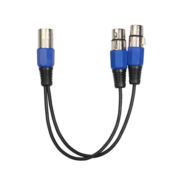 REXLIS 0.3 Meters 2013 MFF-03 34 cm 3 Pin XLR 1 Male To 2 Female Audio Extension Cable Microphone Audio Splitter Cord Line Audio Converter For Mixer Recorder