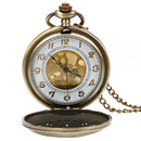 DEFFRUN Vintage Copper Pattern Antique Bronze Quartz Pocket Watch