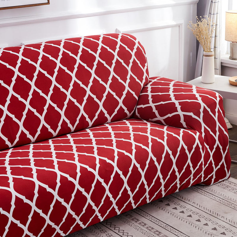 1/2/3/4 Seater Red Elastic Sofa Chair Covers Slipcover Settee Stretch Floral Couch Protector