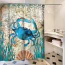 Crab Printing Bathroom Shower Curtain Toilet Cover Mat Non-Slip Rug Set