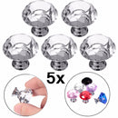 5Pcs 30mm Diamond Crystal Glass Door Drawer Cabinet Furniture Handle Knobs