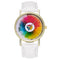 Vintage Color Wheel Color Board Women Classic Style Leather Band Quartz Watch