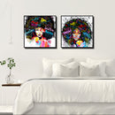 Miico Hand Painted Combination Decorative Paintings Girl Portrait Wall Art For Home Decoration