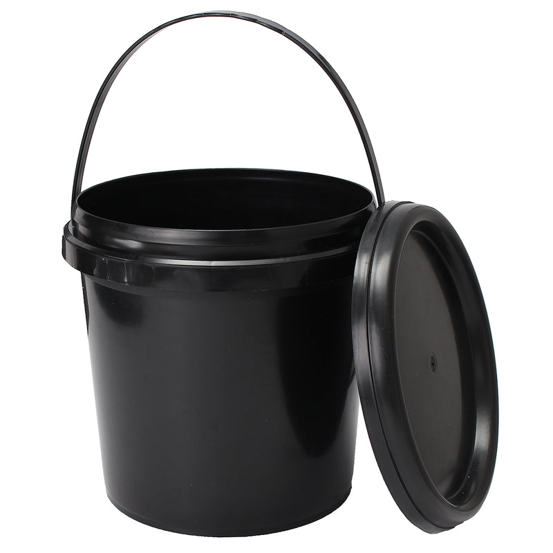 5L Plastic Round Water Bucket Hydroponics System DWC Black Thick Chemical Barrel with Lid Handle