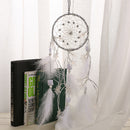 Handmade Dream Catcher Net With Feathers Beads Wall Hanging Decorations Stars String Lights