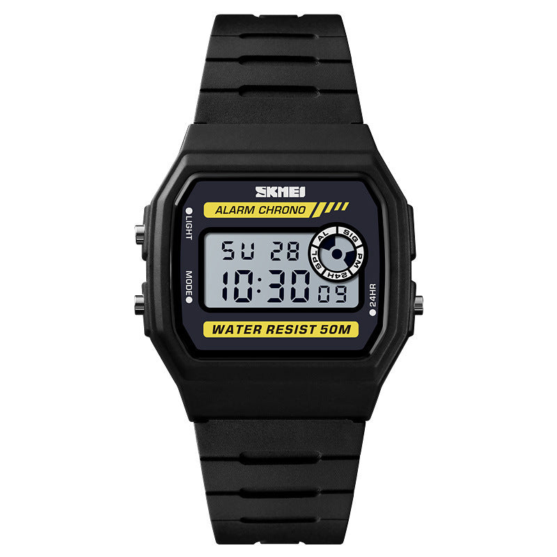 SKMEI 1413 LED Digital Watch Waterproof Chronograph Square Dial Student Watches