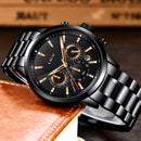 LIGE 9866 Chronograph Full Steel Band Men Wrist Watch Luminous Display Quartz Watch