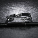 Creative Mini Guitar Men's Leather Multilayer Braided Titanium Steel Bracelet