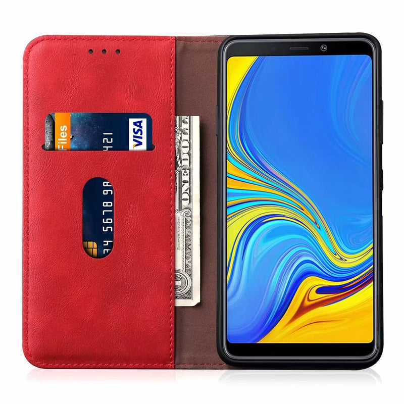 Bakeey Magnetic Flip Protective Case For Samsung Galaxy A7 2018/A9 2018 Wallet Card Slot Kickstand Cover