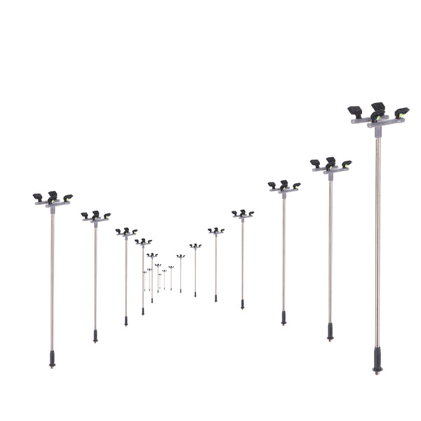 10Pcs/Set HO Scale 1:100 Model Railroad Train LED Street Light Lamps Post 4 Heads Street Light