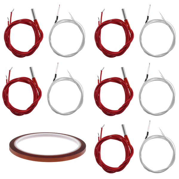 TWO TREES 5Pcs Cartidge Heater + 6Pcs 100K  3950 NTC Thermistor + 1Pcs 5mm High Temperature Tape for 3D Printer Part