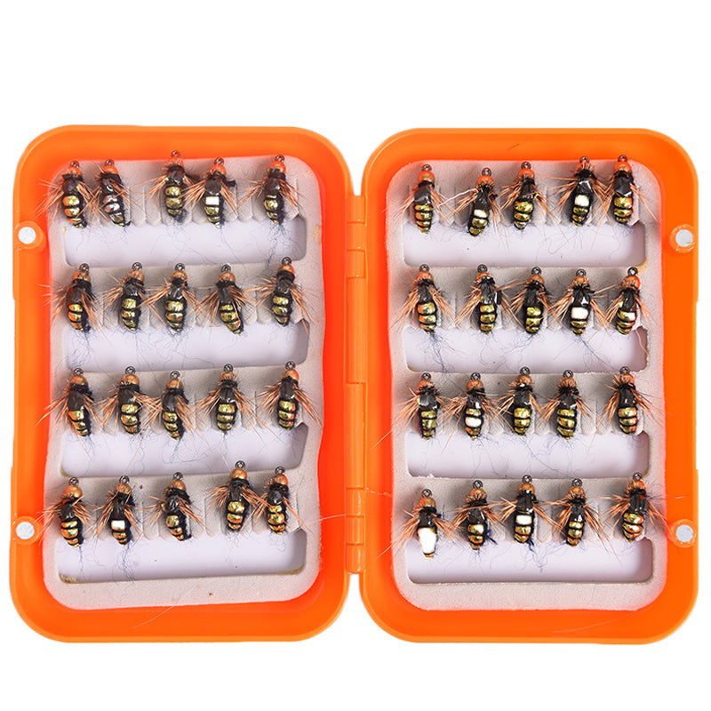 LEO 40pcs/lot Fly Fishing Lure Set Artificial Bait For Pesca Fish Fishing Hooks Tackle With Box