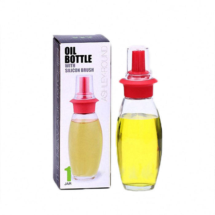High Temperature Resistant Silicone Brush Oil Bottle Set Kitchen Transparent Glass Flavouring Tool