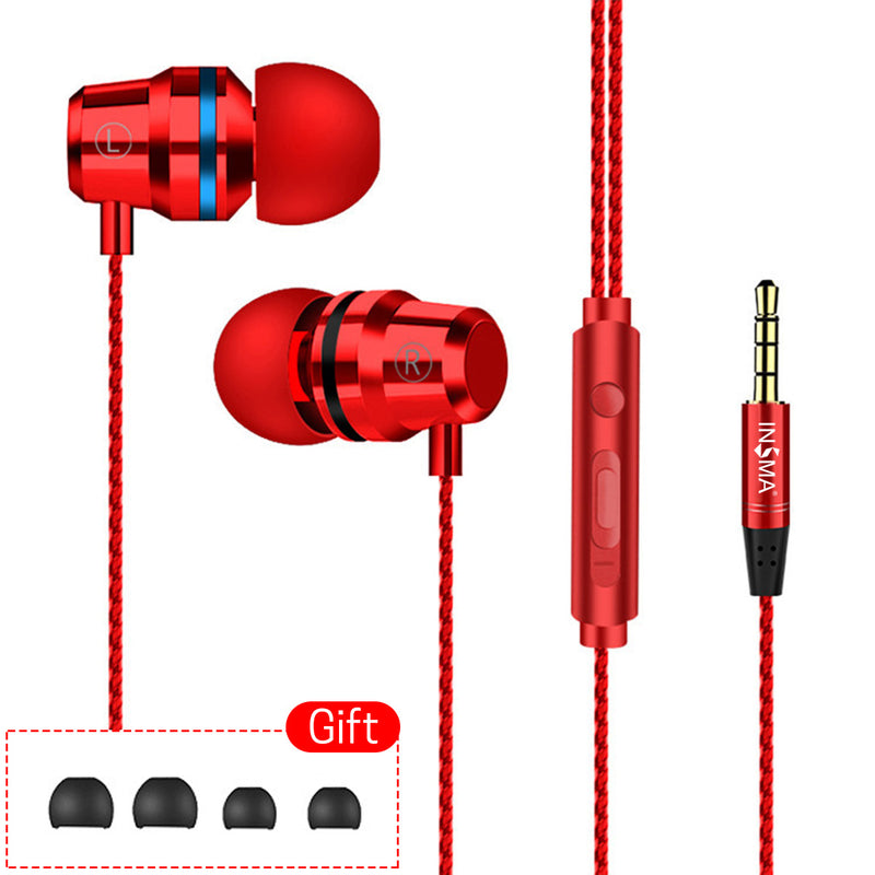 INSMA G86 Metal Bass In-ear Earphone 4D Stereo Sound Line Control Headphone With Mic for Mobile Phones