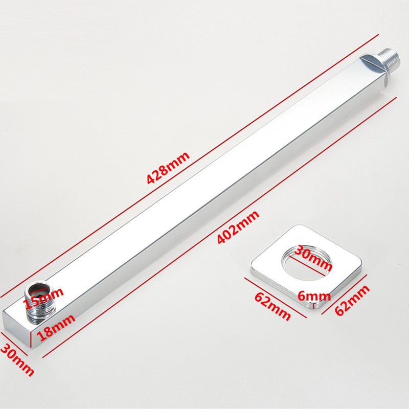 40cm Square Wall Mount Shower Extension Arm with Flange for Bathroom Shower Head