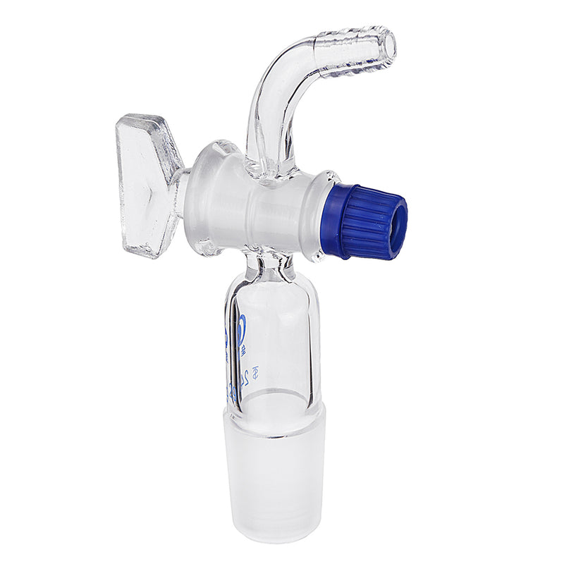 24/29Glass Adapter Vacuum Flow Control Adapter with Glass Stopcock Male Ground Joint to Right Angle Hose Connection