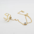 Fashion Chain Bracelets Hollow Geometric Rhinestone Bracelet Together with Ring Jewelry for Women