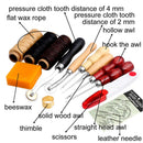 14Pcs Leather Craft Hand Stitching Sewing Tool Thread Awl Waxed Thimble Kit Hand Tools