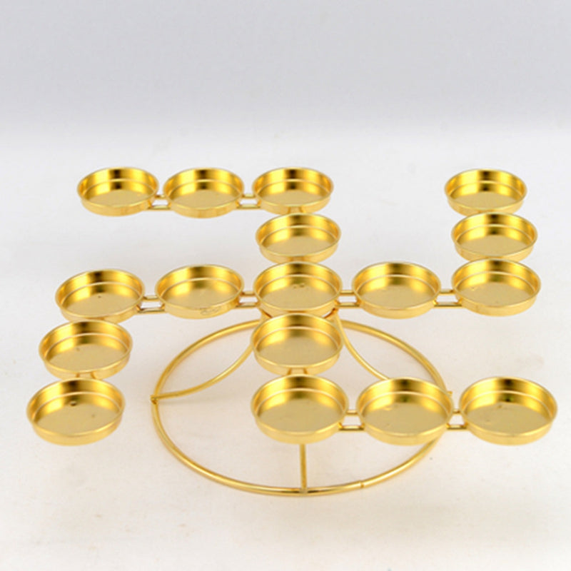 Word Shape Alloy Butter Lamp 17pcs Candle Holder For Daily Pray Or Buddhism Activities