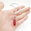 Multicolor Natural Stone Hair Clip Hollow Moon Charm Hair Accessories for Women