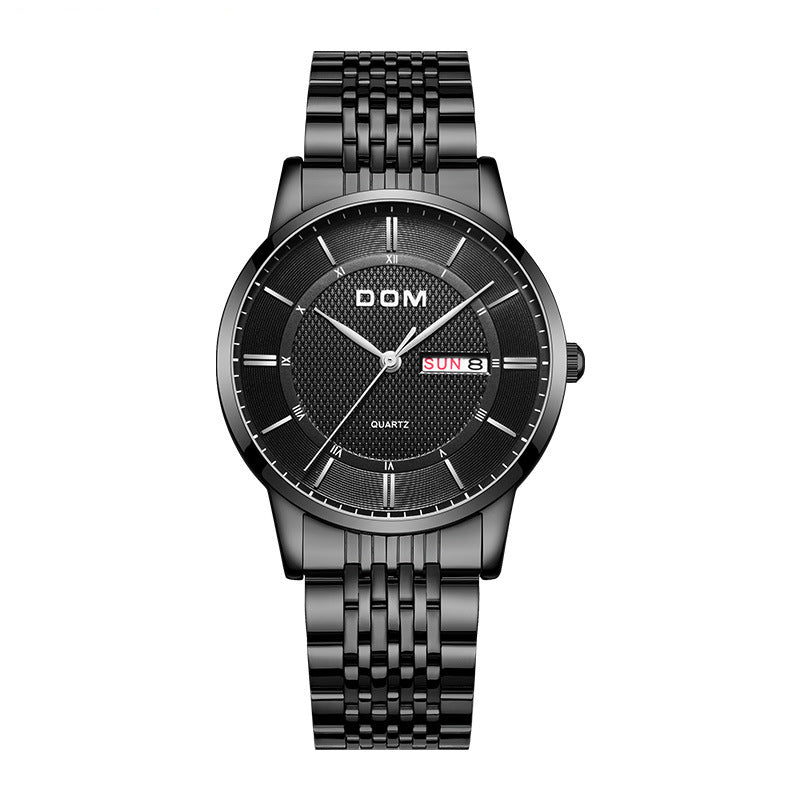 DOM M-11D Casual Super Slim Men Watch 3ATM Waterproof Date Week Display Quartz Watch
