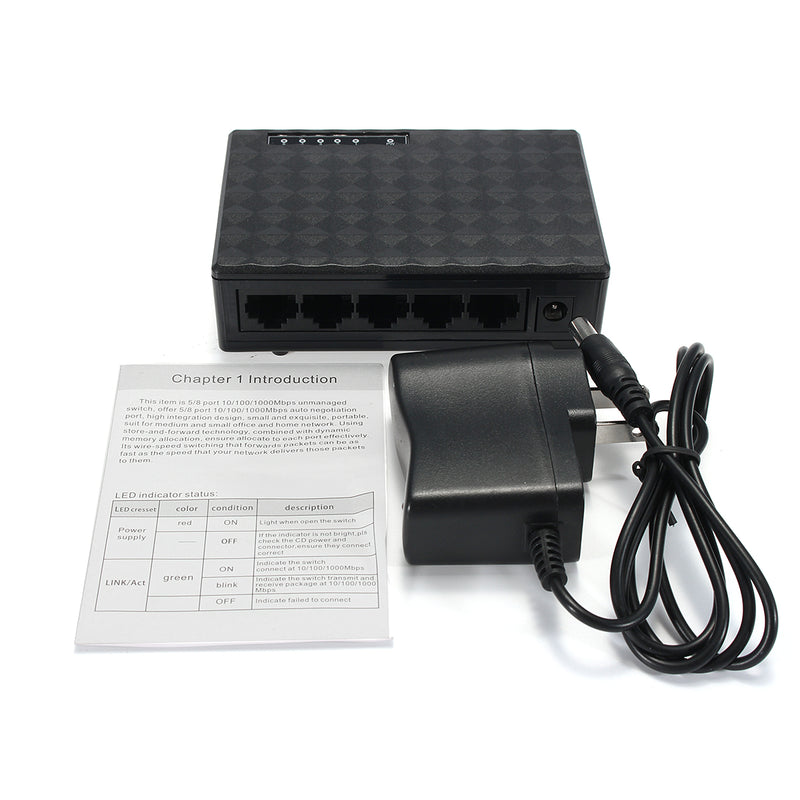 RJ45 5-Port 10/100Mbps Ethernet Network Switch Auto-MDI/MDIX Hub