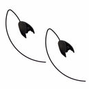 Simple Ear Drop Alloy Black Flower Long Earrings For Women