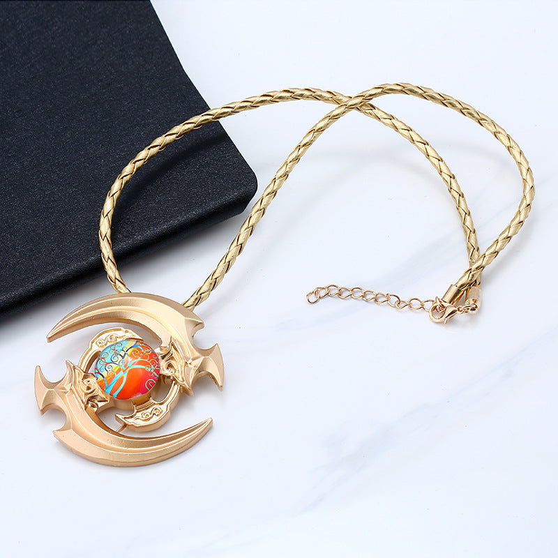 Unisex Fidget Spinner Necklace Twine Pendant Necklace for Men Women