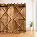 71" Creative Shower Curtain Rustic Nail Wood Barn Door Bathroom Decor Waterproof Fabric Curtain
