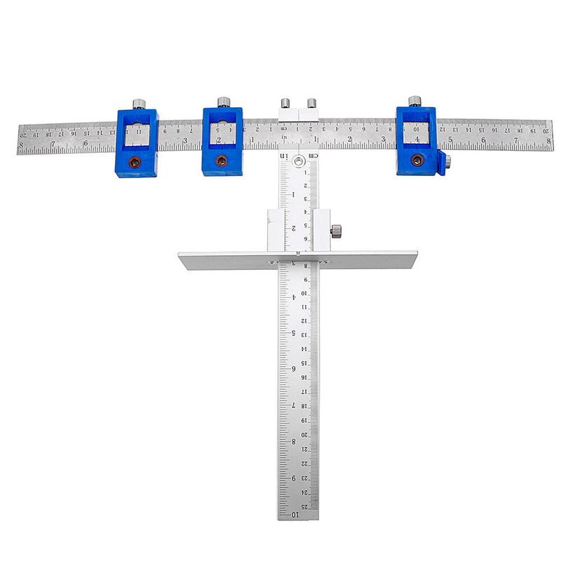Aluminum Woodworking Tool Drawer CM/Inch Position Cabinet Hardware Jig Guide With 3pcs Drill
