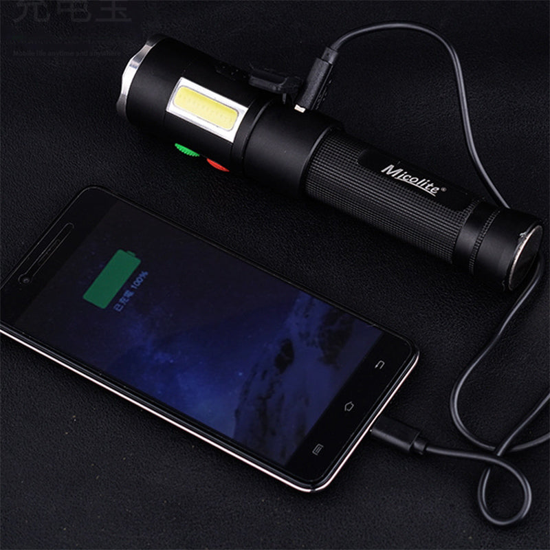 XMUND XML2-U2+COB 600Lumen 5Modes USB Rechargeable 128db Alarm Torch Outdoor Waterproof 18650 Flashlight Self-protection LED Flashlight with Magnet