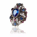 Luxury Finger Ring Colorful Water Drop Crystal Geometric Gold Plated Rings Ethnic Jewelry for Women