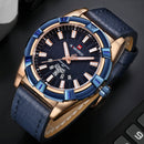 NAVIFORCE 9118 Waterproof Calendar Men Wrist Watch Casual Leather Strap Quartz Watches