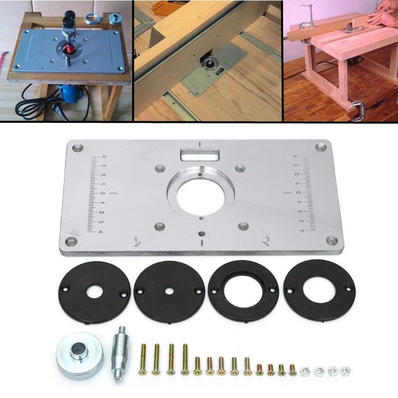 Aluminum Router Table Insert Plate With Rings and Screws for 62x70mm Woodworking Benches