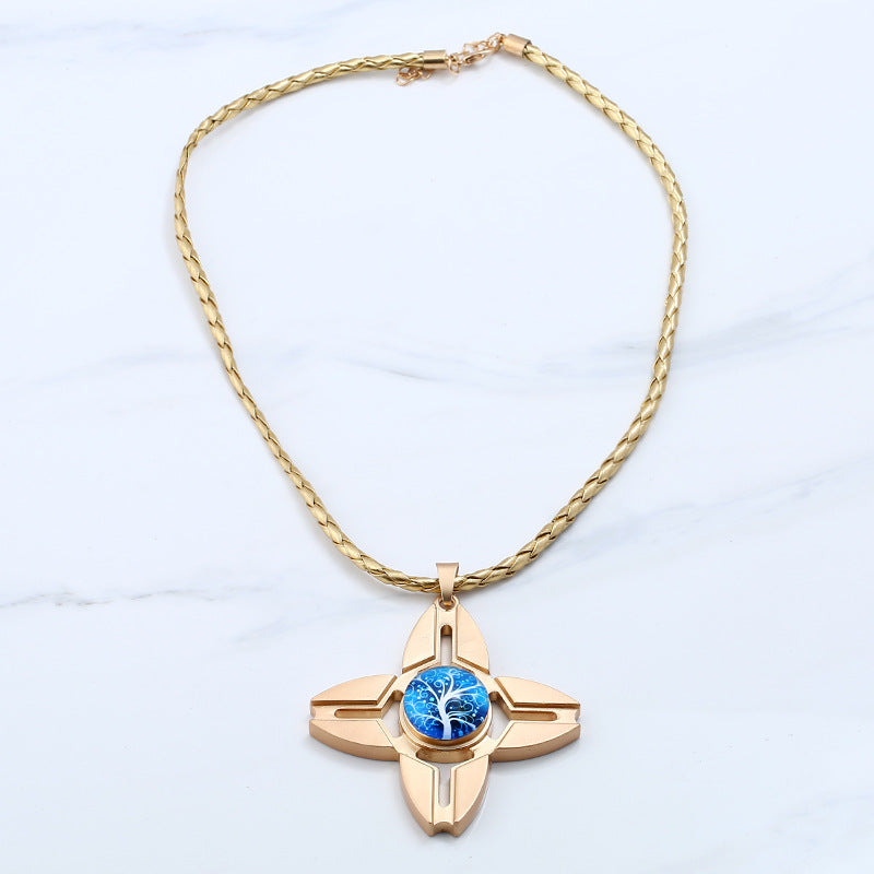 Unisex Fidget Spinner Necklace Four Leaf Crab Craws Pendant Necklace Women Men