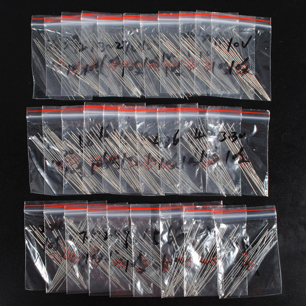 900pcs 2V - 39V 30 Values 1/2W 0.5W Zener Diode Assorted Kit 30pcs Each Value