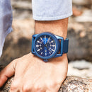 MINI FOCUS MF0168G Date Calendar Display Waterproof Military Style Leather Strap Men Watach Quartz Watch